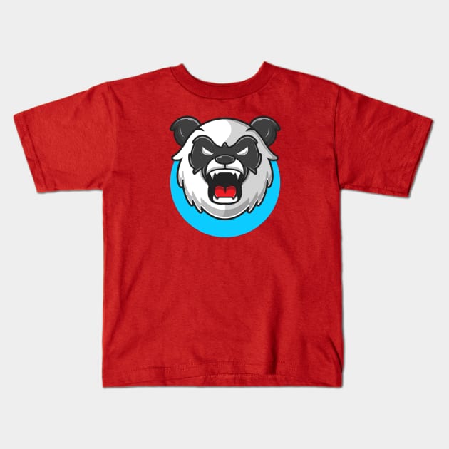 Angry Panda Cartoon Vector Icon Illustration (2) Kids T-Shirt by Catalyst Labs